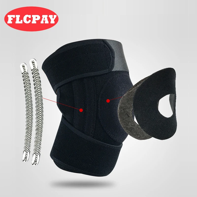 

1 PCS Adjustable Running Volleyball Knee Protector Spring Support Knee Sleeves Sports Safety Fitness Weight Lifting Knee Pads