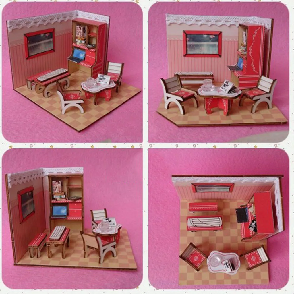 1:24 DIY Кукольный дом набор деревянный кукольный домик Миниатюрный 3D Кукольный дом с мебельными комплектами ремесла Рождественский Фестиваль подарочная игрушка