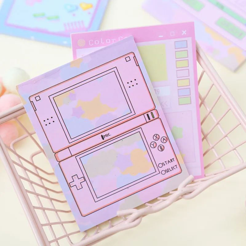 

Cute Creative Gradient Computer Game Memo Pad N Times Sticky Note Paper Korean Stationery Planner Stickers Notepad Office School