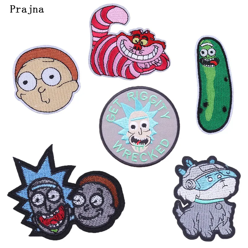 Prajna Рик и Морти нашивка мультяшная нашивка с вышивкой для одежды DIY железные нашивки для одежды хиппи аппликация для декора одежды F