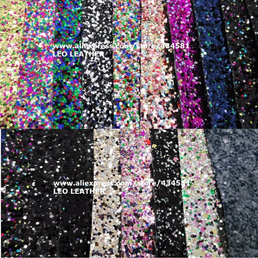 Buy Chunky Glitter Leather Colors high quality PU