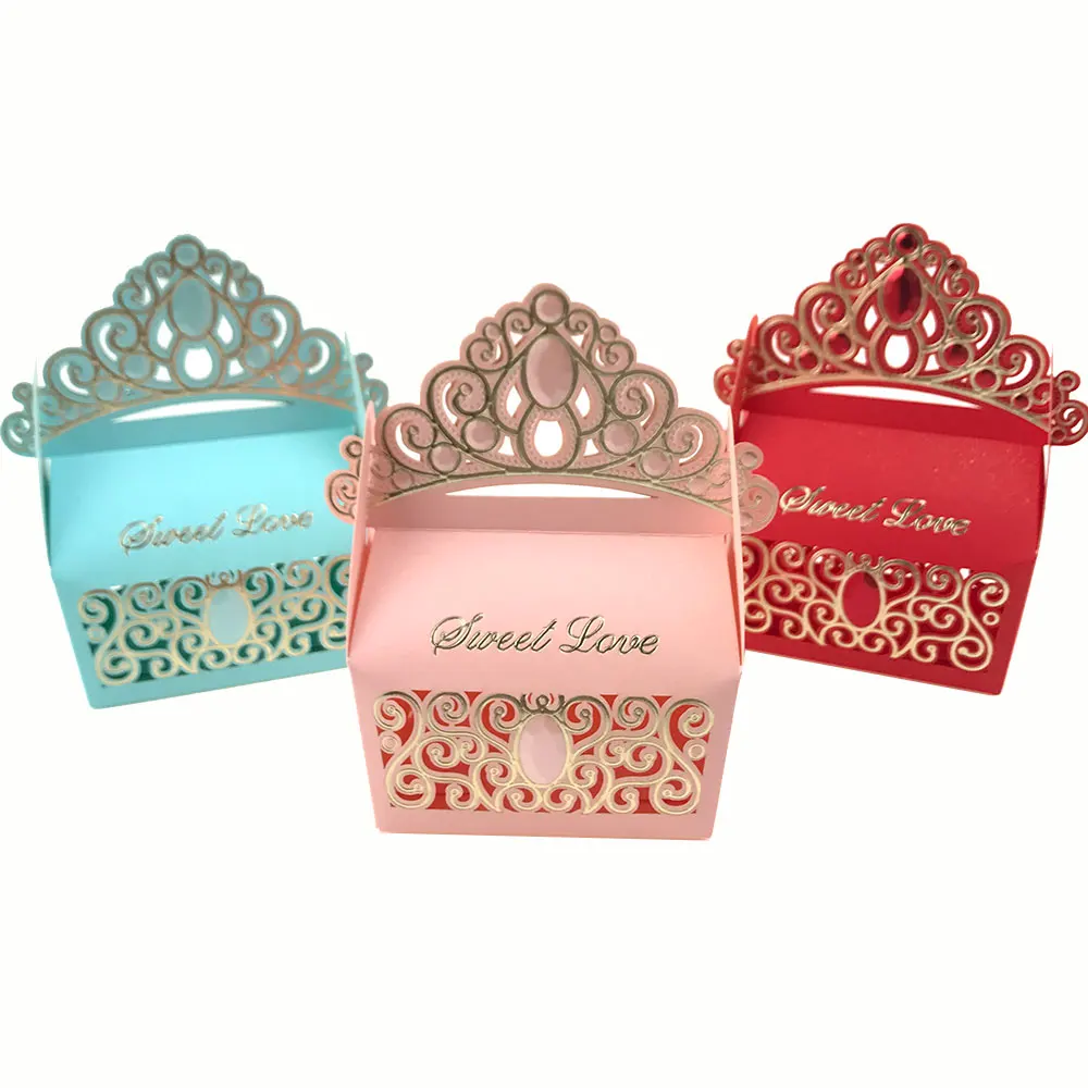 

10pcs Royal Shiny Gemstone Crown Candy Box Wedding Party Favors Box Birthday Party Candy Box Wedding Souvenir Boda