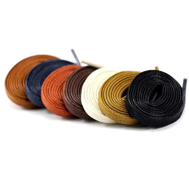 JUP 1 Pair Length 60-180CM Waxed Cotton Flat Shoelaces Leather Shoes Shoestring Leather Boots Shoe Laces Martin Boots Shoelace