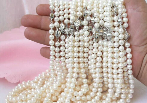 

0001875 WOW 20 Pieces 17" 8mm round white freshwater pearl necklace AAA