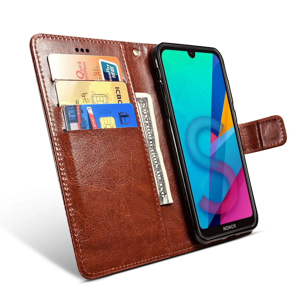 Phone Case Leather Phone Case Leather Wallet Case Leather Case Huawei Honor 9S Case Honor 8S Case Flip 5.7" Magnetic Wallet Leather Book for Huawei 8S 8 S S8 KSE-LX9 Cover