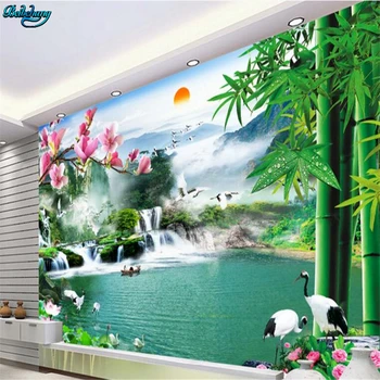 

beibehang Large custom water flow landscape waterfall landscape water 3D TV living room background wall