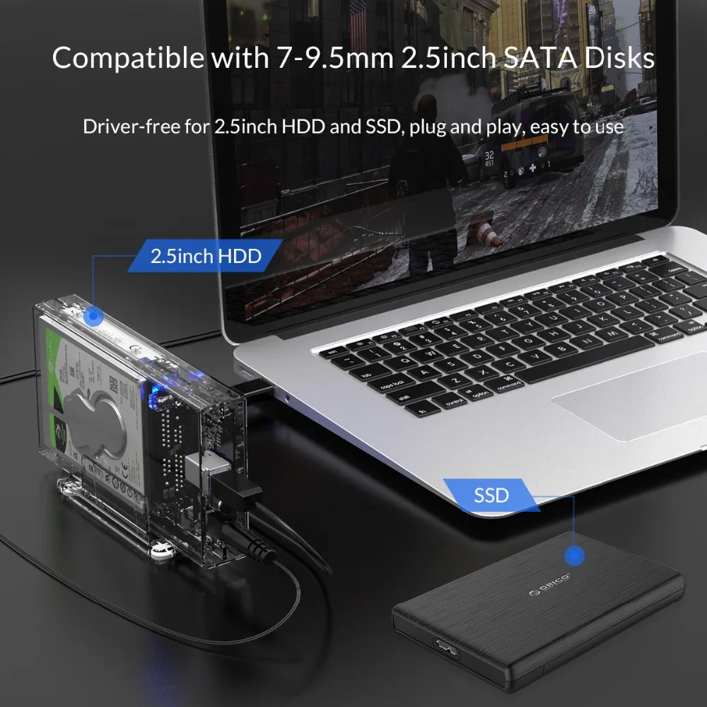 ORICO 2 Bay 25 ''HDD Fall SATA zu USB 3.0 Transparent Festplatte Gehäuse Unterstützung UASP für 7-9