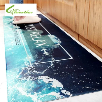 

PVC Leather Anti-slip Kitchen Mat Long Bath Carpet Modern Printed Entrance Doormat Tapete Bedroom Living Room Floor Mats Deurmat