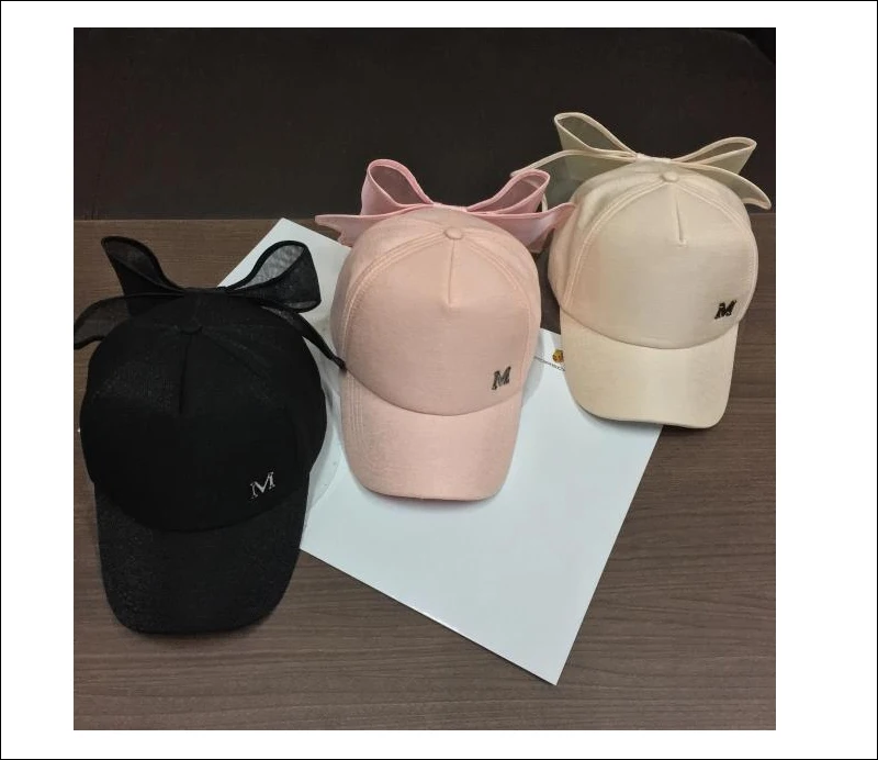 Big Bowknot Baseball Cap for Girl M mark Pink hat for Women Summer Adult Bow Caps Snapback Hip Hop Caps with a straight visor Women's Hats