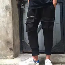 27-44 Весна Новая мода вогнутые и выпуклые двойные lLrge карманы одиночные мужчины и женщины Повседневная молния девять очков брюки