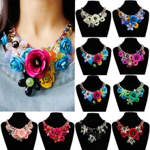 Женское Ожерелье, смешанный стиль, цепочка, кристалл, цветной цветок, роскошное плетение, ожерелье, стразы, колье, профессиональный крутящий момент, Pendientes