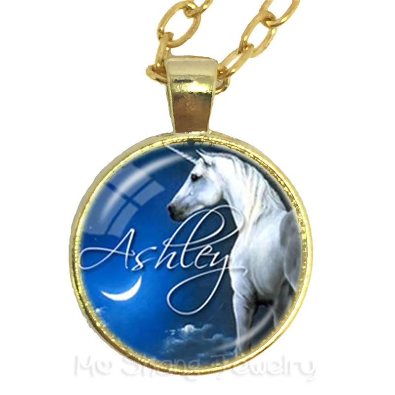 Ожерелье из стекла мода Единорог искусство кулон стекло кабошон с фото купол ювелирное время свитер с камнем цепь подарок для любителей лошадей
