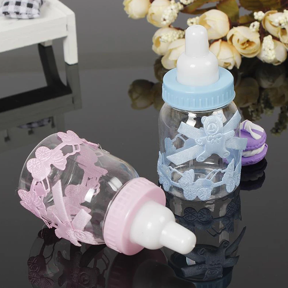 12PCS Candy Box Bottle Baby Shower Gift Box Bottle Blue Boy Pink Girl Baptism Christening Brithday Party Favors Gift Favor