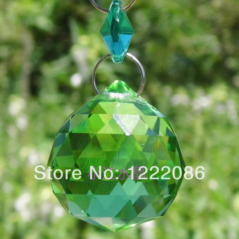 

30mm K9 crystal green ball hanging window Chandelier lamp pendant wedding gife 12pcs