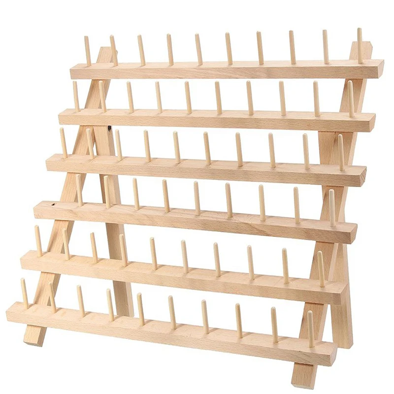 

60 Spools Wood Thread Rack Sewing Organizer Thread Tailor Rack Premium Thread Rack Storage Holder for Sewing Quilting Embroidery