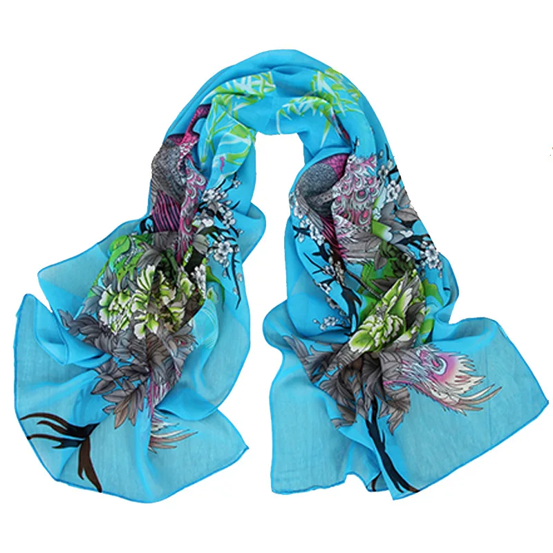 Богемный шелковый шарф Павлин, модный платок, атласная шаль, шарфы, большой размер 50*160 = 0 см, квадратный шелковый шарф для волос/головы, Женская бандана