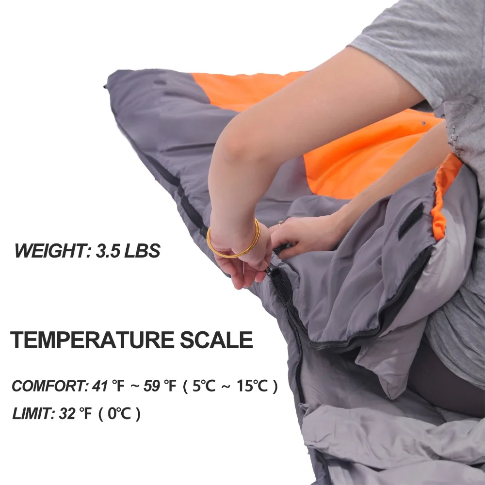 Desert&Fox Camping Sleeping Bag, 220x85cm Envelope Waterproof Shell  Lightweight Sleeping Bag,Compression Sack for Hiking Travel