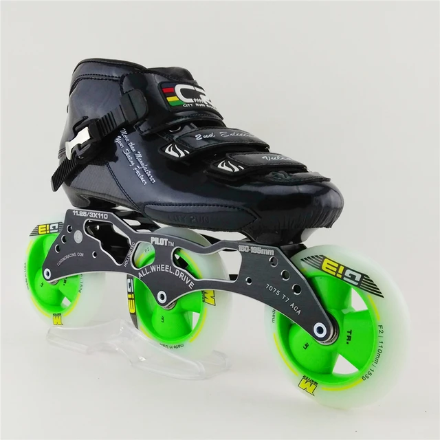 Cheap 3X 110mm Round Cake Carbon Saints Speed Roller Skating Shoes Adult Racing Skates Shoes inline skating shoes