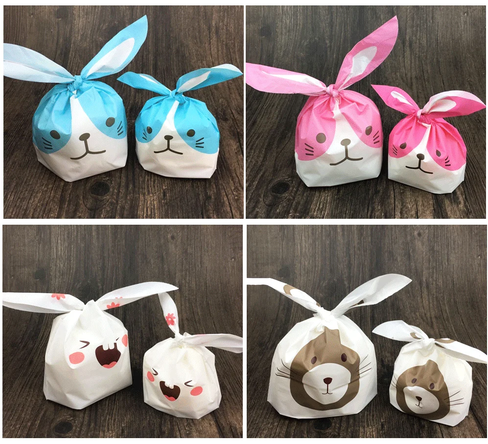 Hot selling 10pcs/lot Cute Rabbit Ear Cookie Bags Gift Bags For Candy