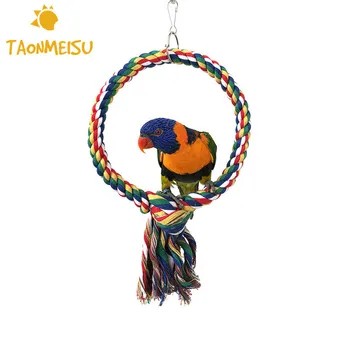 

Pet Bird Toys Cotton Rope Round Ring Climbing Ring Cotton Rope Parrots Toys Resistant To Chewing