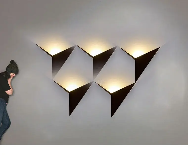 Креативный треугольный настенный светильник 85-265 в, 3 Вт, светодиодный настенный светильник для отеля, ресторана, кафе, крыльца, спальни, прохода, фоновый светодиодный светильник, бра