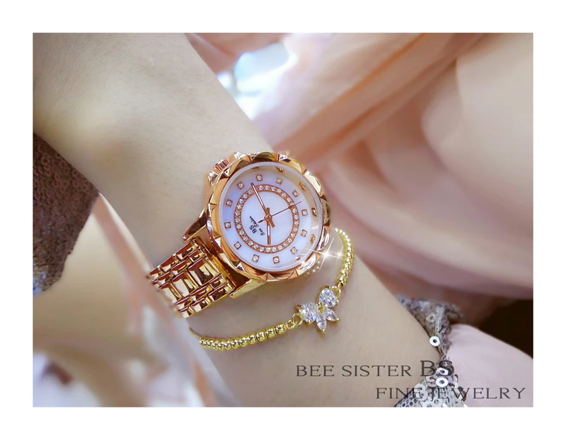 Часы из розового золота женские роскошные брендовые модные, золотые, бриллиантовые Наручные часы для женщин кварцевые женские часы из нержавеющей стали