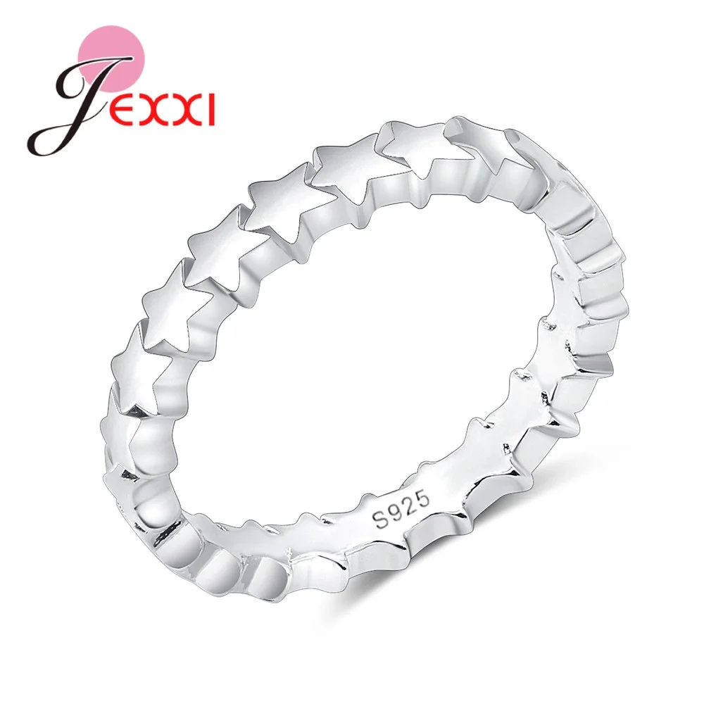 

JEXXI Wholesale Price Simple Style Design 925 Sterling Silver Rings With Star-Shape Party Decoration Christmas Gift For Girl
