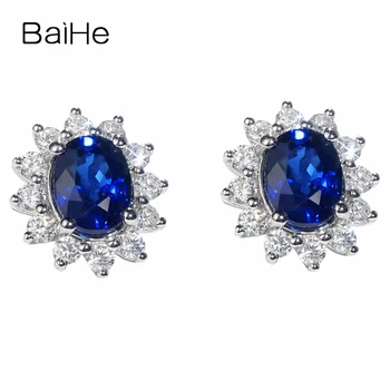 شراءBAIHE الصلبة 14K الذهب الأبيض البيضاوي 0.50ct الياقوت الطبيعي حفلة الخطوبة العصرية غرامة مجوهرات هدية فاخرة الياقوت وأقراط