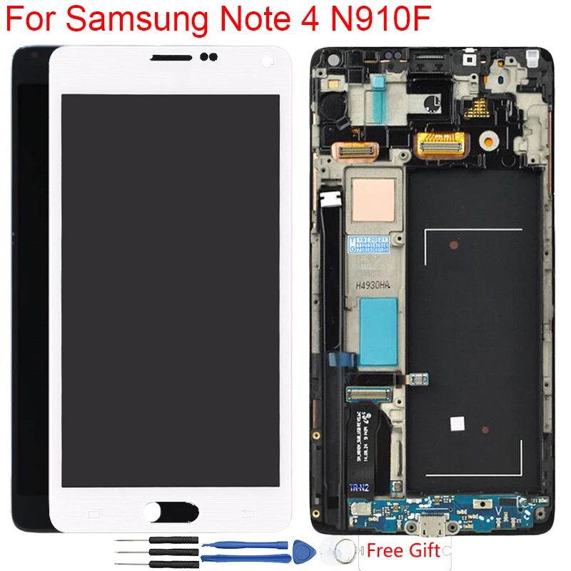 N910F AMOLED LCD For Samsung Galaxy Note 4 LCD Display Frame Touch Screen Digitizer Assembly Burn Shadows SM-N910F LCD Screen