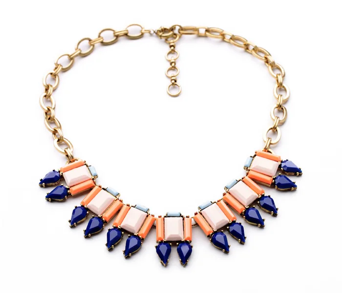 

xl01063 Fashion Jewelry New Arrival Factory Wholesale High Quality 2014 Women Gold Color Rainbow Bubble Big Necklaces Short