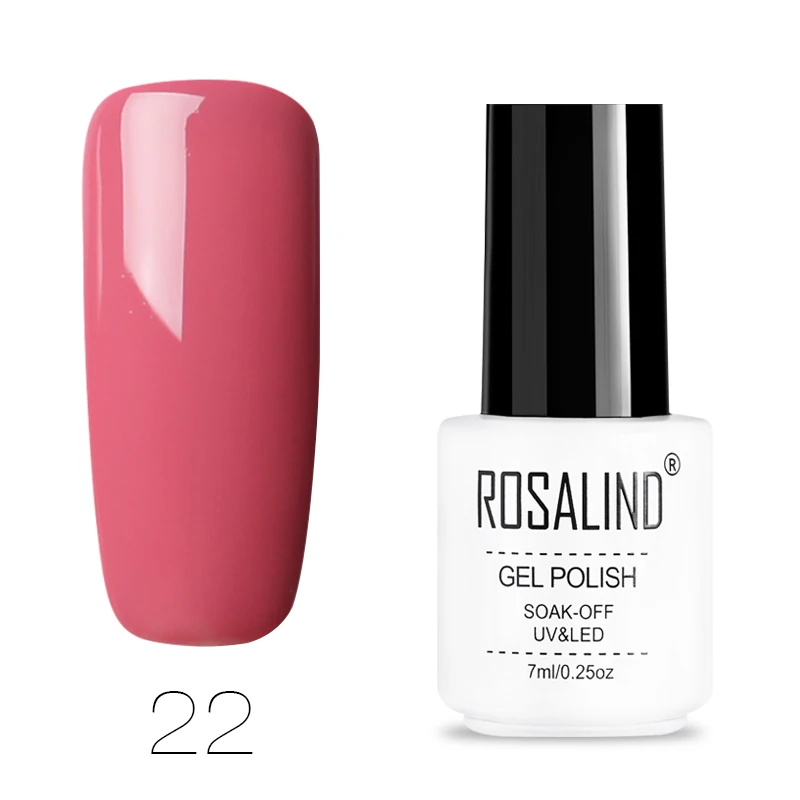 Гель ROSALIND 1 Гель-лак для ногтей 7 мл белая бутылка для дизайна ногтей чистые цвета стойкий Гель-лак для ногтей Лаки отмачиваются маникюр - Цвет: 22