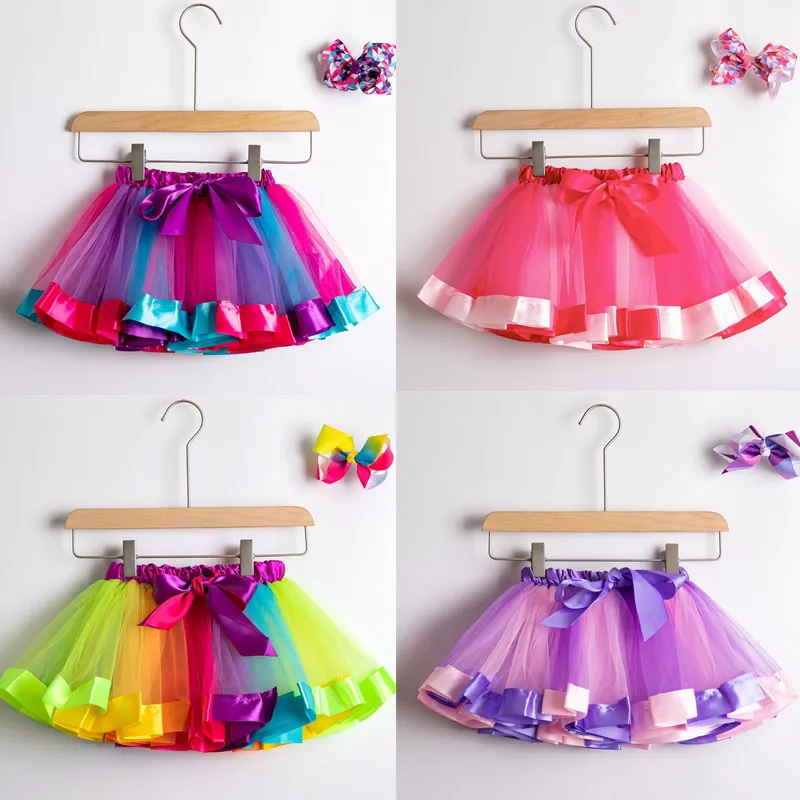 

12M-8T New Tutu Skirt Baby Girl Skirts Princess Pettiskirt Party Dance Rainbow Tulle Skirts Girls Clothes Children Clothing