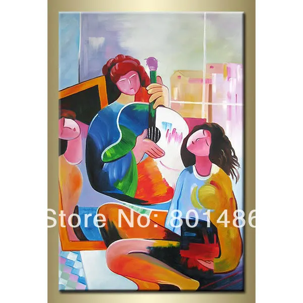 

Large Hand Painting Oil Painting On Canvas Modern abstract figures playing guitar Abstract Wall Picture For Living Room