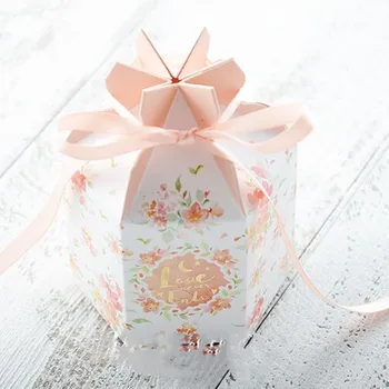 

50pcs flower box10x6x7cm New High grade creative European pink Large chocolate Candy Boxes Wedding Favors Paper Gift Box package