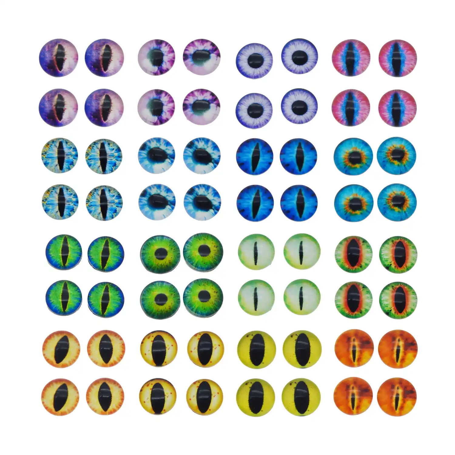 Random Color EXCEART 50PCS Round Eyes Cabochon Glass Stickers 10mm Dome Glass Cabochons for Crafts Glass Supplies with Eyes Patterns for Jewelry Making