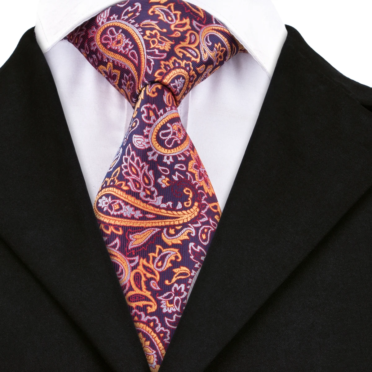 Popular Orange Paisley Ties for Men Suit 100 Silk Men's Necktie 8.5cm