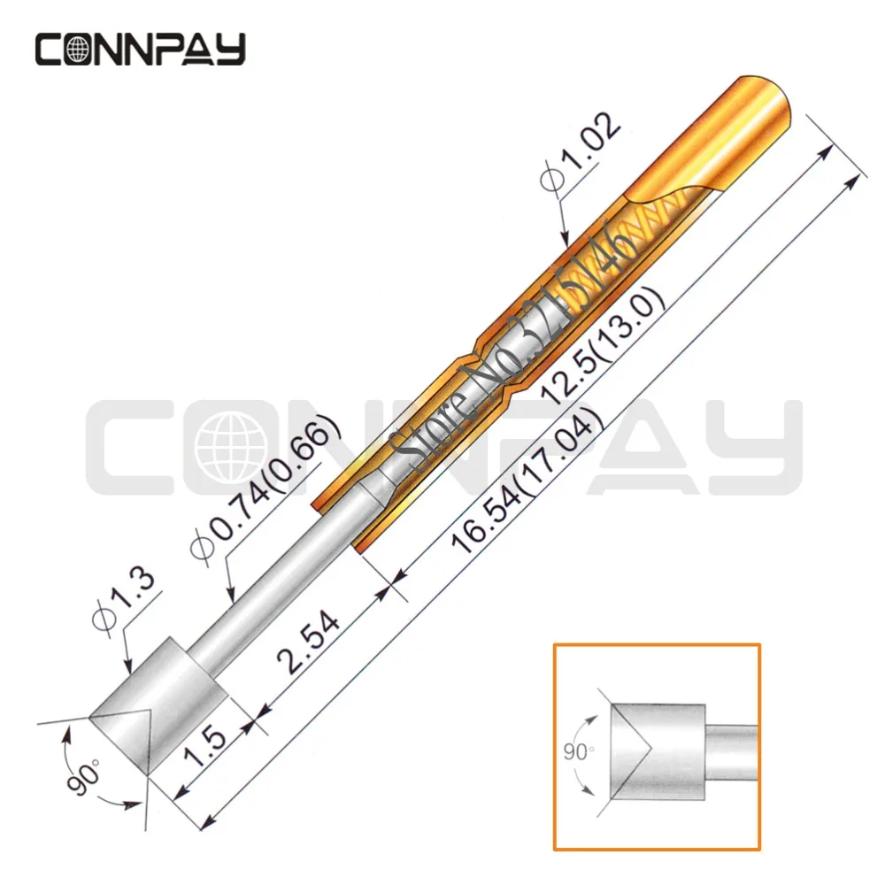 100Pcs in a Pack Dia 1.3mm P75 A2 Spring Test Probes Pogo Pin Length 16