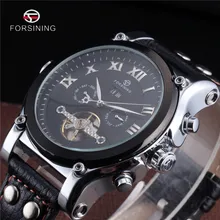 FORSINING Tourbillon Militaire Montre Automatique Date calendrier Mécanique Mens Horloge Top Or De Luxe Automatique Squelette Montres