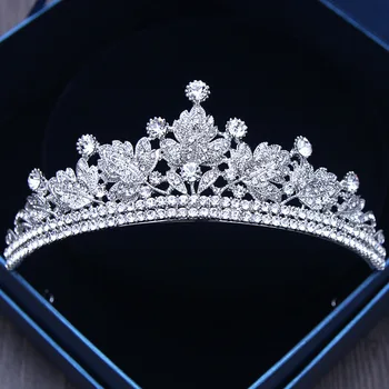 

Vintage Rhinestone Leaves Bride Hair Jewelry Baroque Luxury Pageant Crowns Crystal Princess Tiara Prom Wedding Hair Accessories