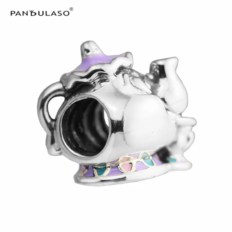 

Pandulaso Mrs. Potts & Chip Beads Fit Original Silver 925 DIY Charms Bracelets Women Purple Colorful Beads for Jewelry Making