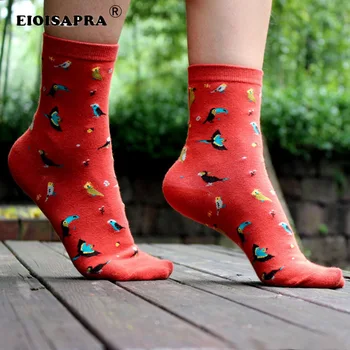 

[EIOISAPRA]Korean Version Candy Color Cartoon Cotton Personality Birdie Fashion Creative Harajuku Socks Women