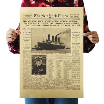 

DLKKLB The New York Times Movie Posters The Titanic Sinks Headlines Vintage Posters Wall Stickers Room Decoration