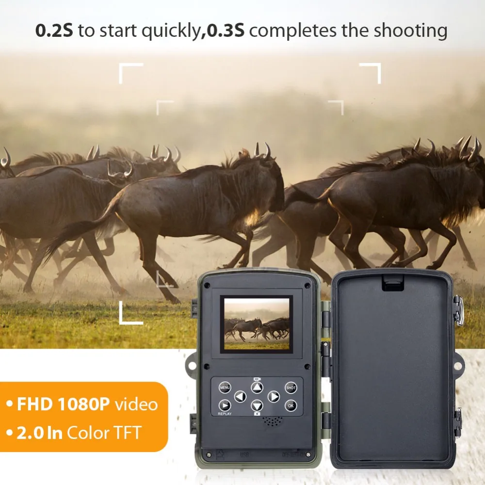 HC-801A охоты Камера Ловушка игры Trail IP65 фото ловушки 0,3 s Время срабатывания дикий охотник Ночное видение 16MP 32 Гб Suntekcam