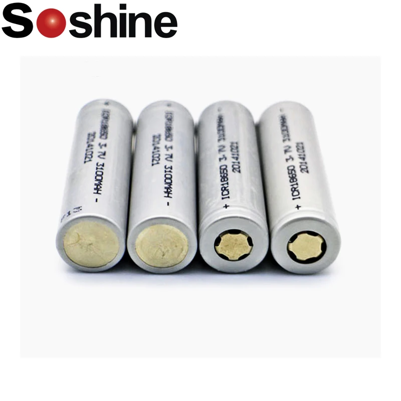 

NEW Soshine 18650 3.7V 3100mAh Rechargeble Battery High Discharge Li-ion Batteries With a plastic battery box