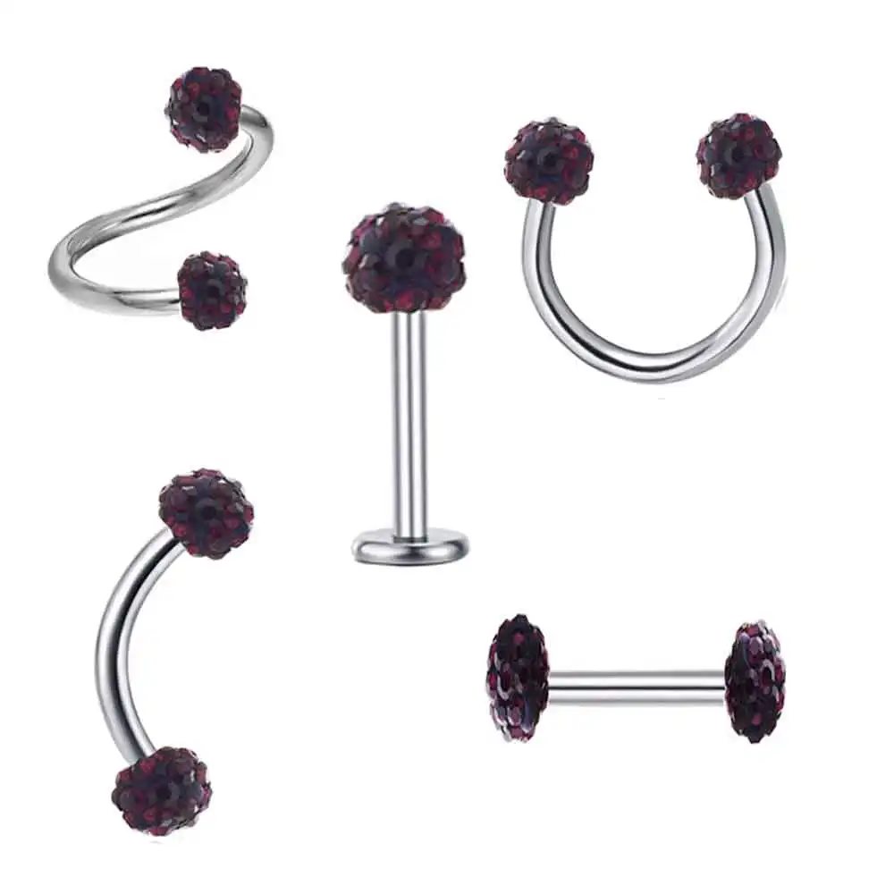 JUNLOWPY Piercing Ring Nose Lip Ear Body Crystal Ball Eyebrow Twist Belly Rings Tragus Piercing Ear Cartilage Helix Earring Stud