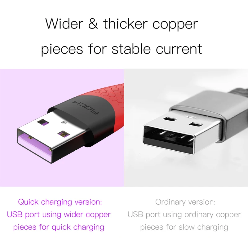 Кабель для передачи данных ROCK type C 5A Сверхбыстрая зарядка USB QC 4 0 huawei P20 P10 P9 mate 20 Pro