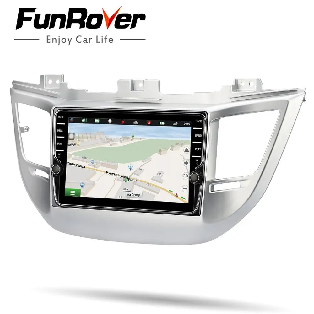 Discount Funrover 2 din Car dvd Multimedia player Android 8.0 for Hyundai Tucson IX35 2016 2017 car radio gps navigation stereo IPS 2GRAM 3