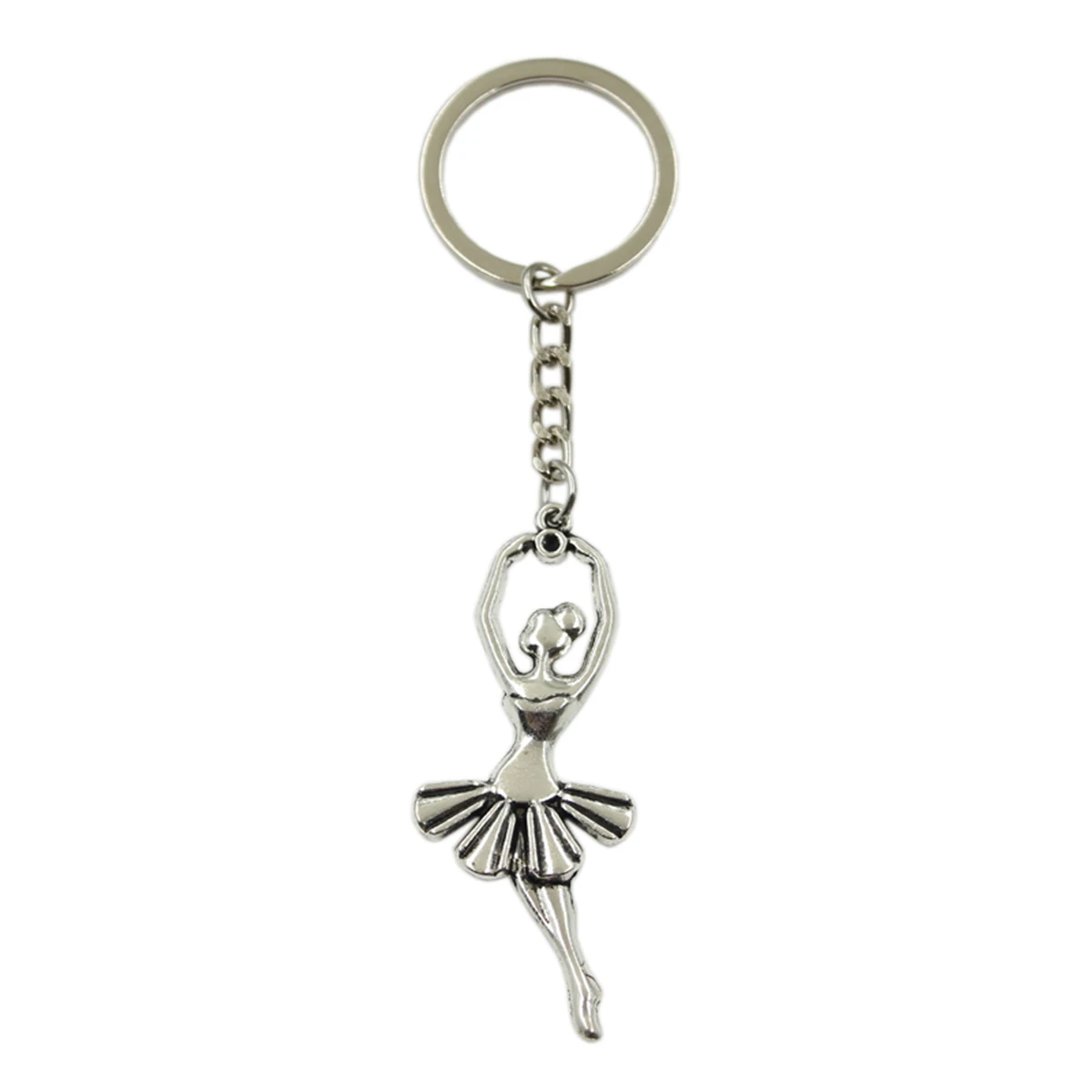 

Factory Price ballet girl dancer ballerina Pendant Key Ring Metal Chain Silver Men Car Gift Souvenirs Keychain Dropshipping