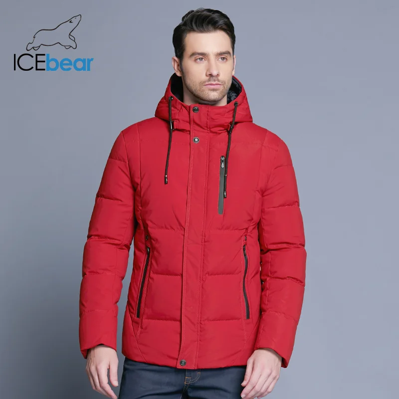 ICEbear 2019 Новая зимняя мужская куртка простое модное пальто с капюшоном вязаный