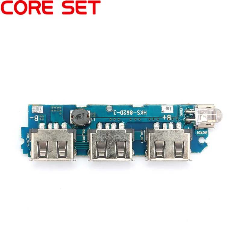3 USB 3V to 5V 2A Mobile Power Bank Charger Controller Module Step Up Boost Power Module Lithium Battery Charging Board LED Electronics Component